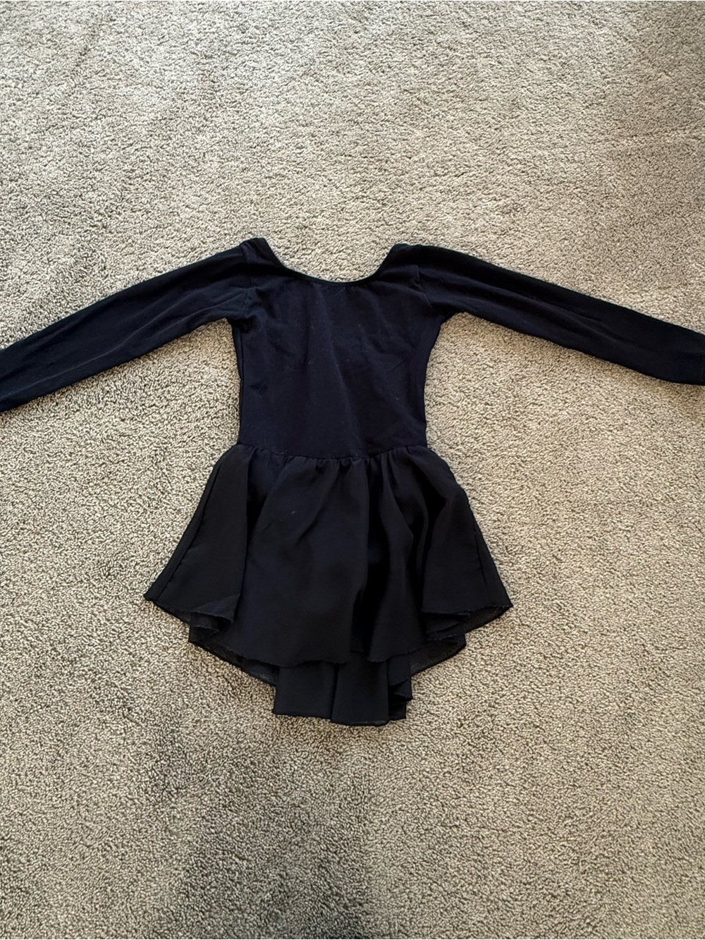 Black Long-Sleeve ballet leotard with attached skirt - Kids